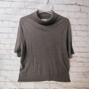 Hampshire Studio VTG Grey Knit Turtle Neck Short Sleeve 3X